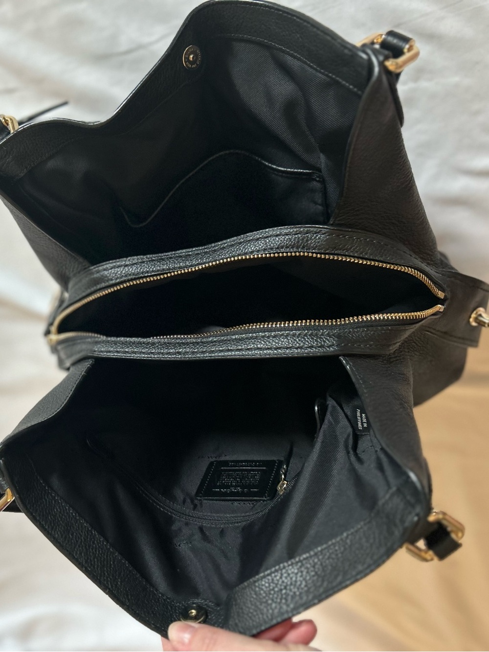 Coach Edie Black Pebbled Leather Shoulder Bag - Picture 10 of 15